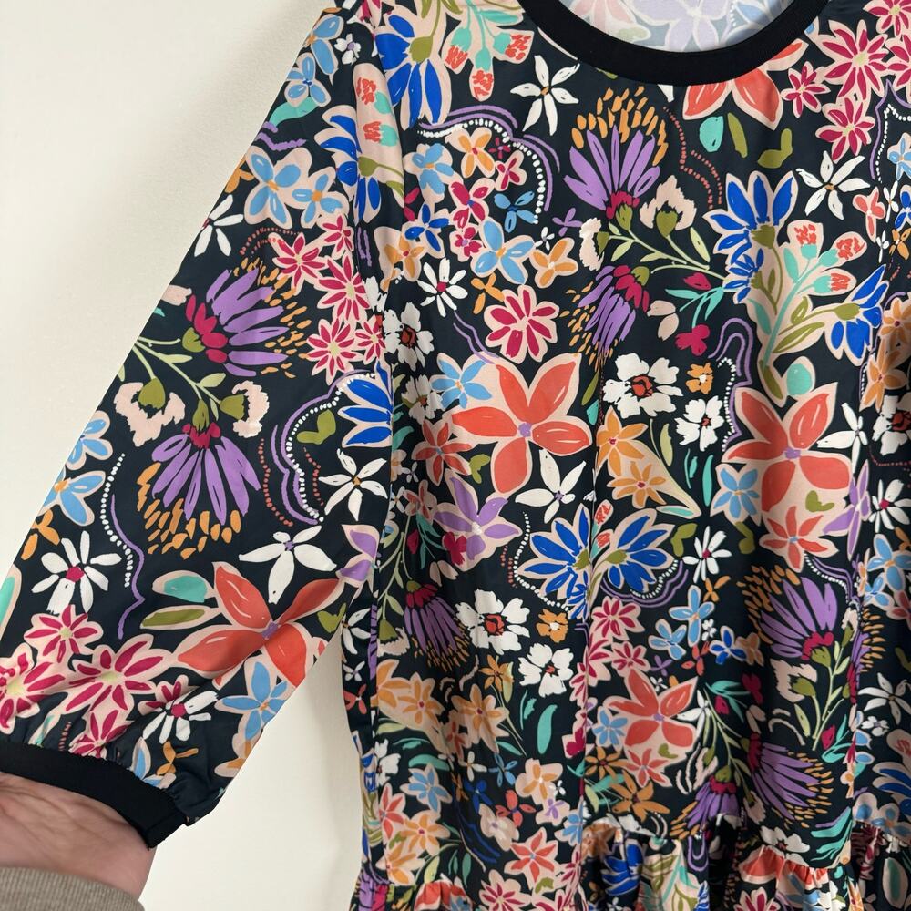 Molly Bracken Lili Sidonio Floral Ruffle Hem Drop Waist Shift Dress Black Multi - Picture 10 of 12